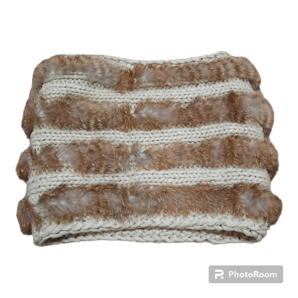 Genuine Rabbit Fur Small Scarf Brown - Picture 1 of 6